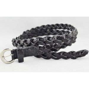 black pu glister weave belt 